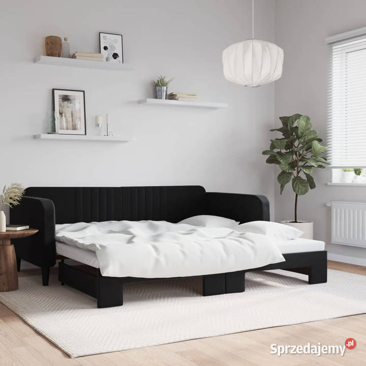 Sofa rozsuwana czarna aksamit 100x200 WM3197074 Warszawa