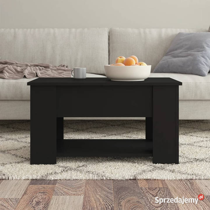 Stolik kawowy czarny 79x49x41 materiał Warszawa
