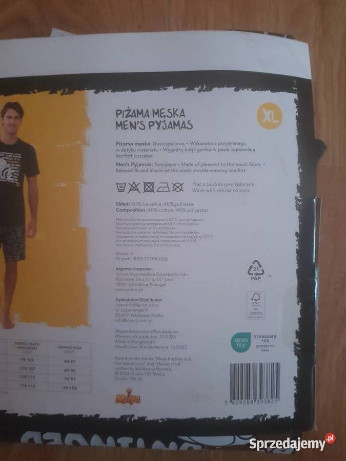 Piżama męska rozmiar XL Pszczółka Maja Rozmiar 42(XL) Warszawa sprzedam