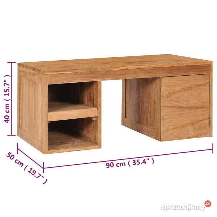 Stolik kawowy 90 x 50 x 40 lite drewno tekowe Warszawa
