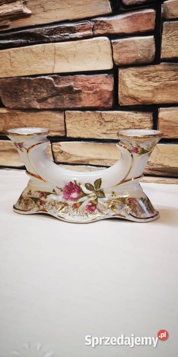 Świecznik polskiej fabryki Chodzież seria Iwona Porcelana i szkło Gdańsk