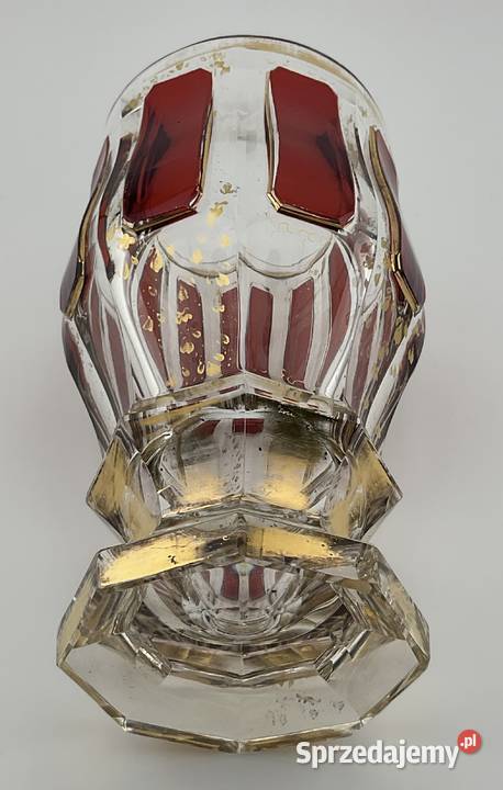 Antyczny kielich Biedermeier Egermann Moser Porcelana i szkło