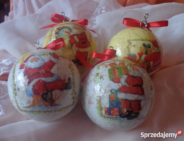 Bombki świąteczne decoupage różne rodzaje RĘKODZ świętokrzyskie Krajno-Parcele
