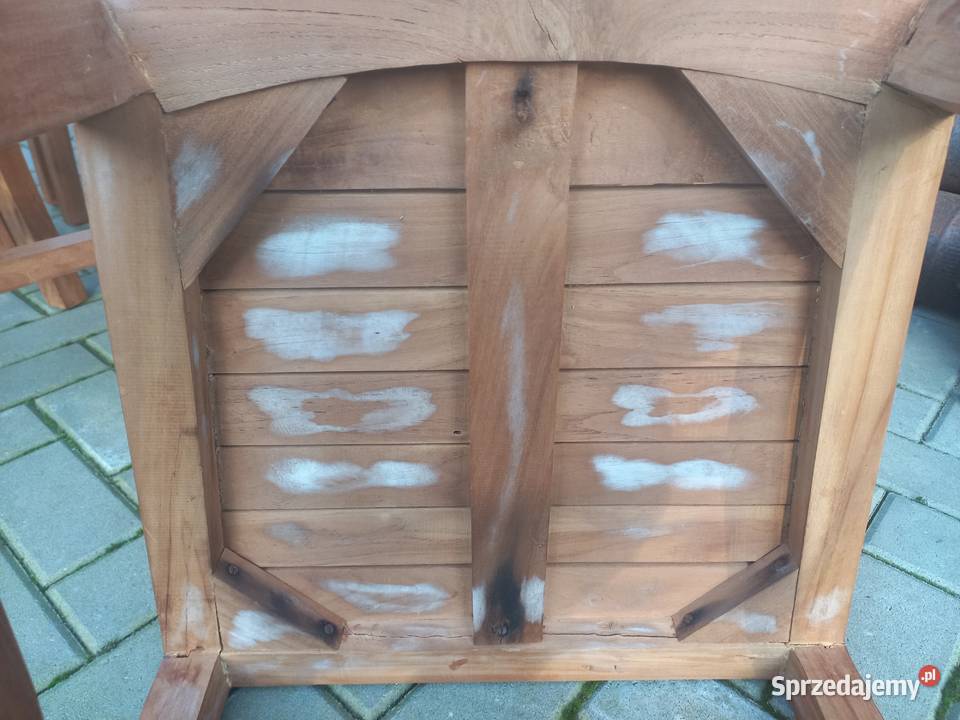 Krzesła tekowe drewniane 2 kolonialne twarde 43.5cm Gawroniec