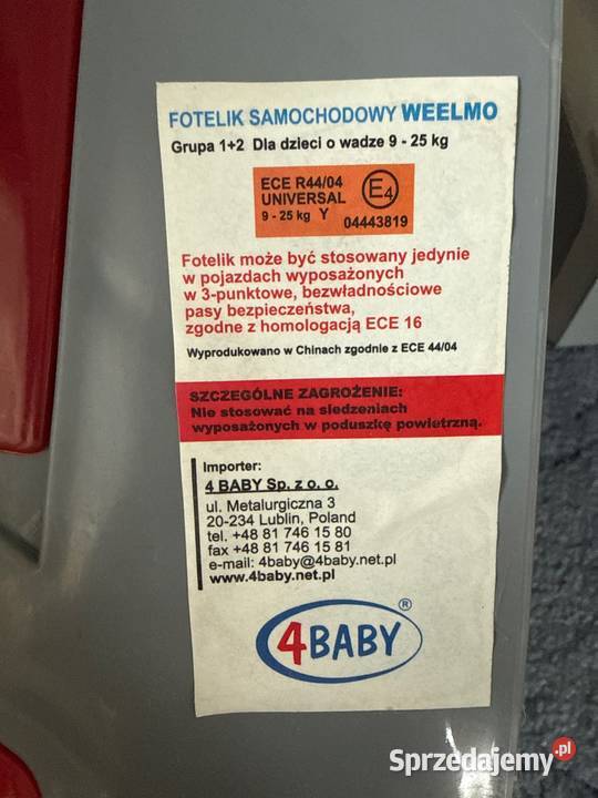 Fotelik dziecięcy 9 - 25 kg Strzelce Opolskie