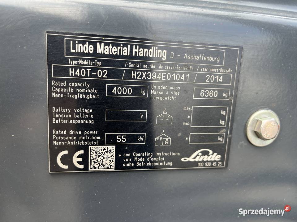 Wózek widłowy LINDE H40T duplex 394 widlak H45T Brzeźnica