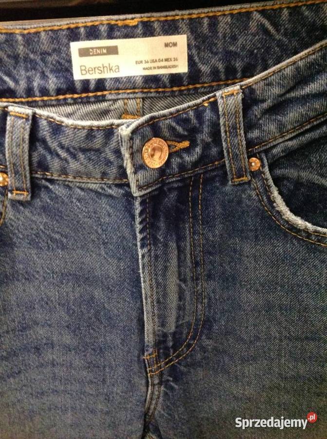 Spodnie Jeans Damskie BERSHKA S MOM Dziury Rozmiar 36(S)