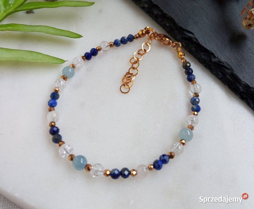 Bransoletka lapis lazuli akwamaryn kwarc i