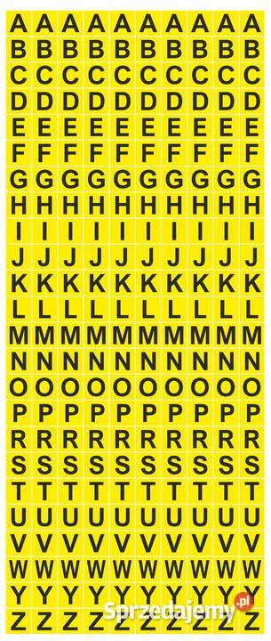 Uniwersalne naklejki litery na żółtym tle 13mm sprzedam