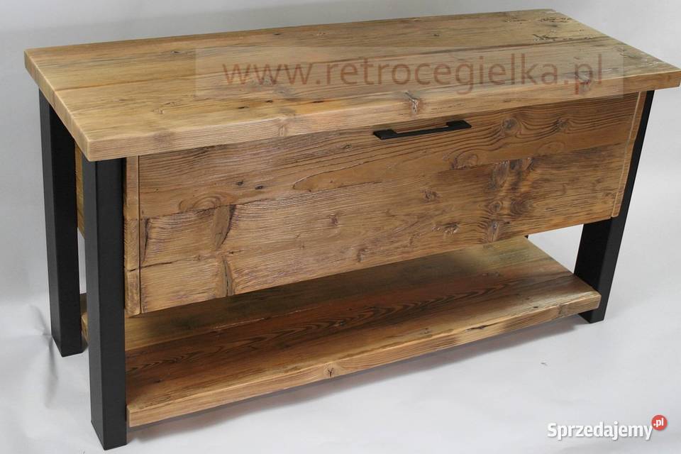 Szafka łazienkowa stare drewno sosnowe stalowe 140cm Słupno