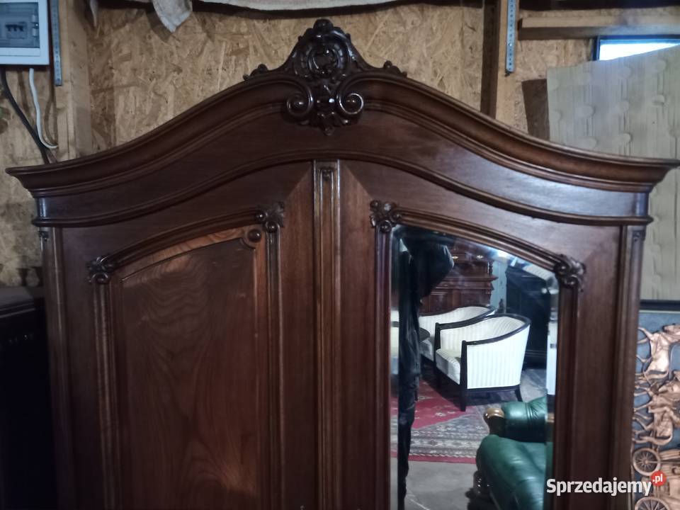 Szafa Rzeźbiona Rocaile i Lustro Kryształowe Kozy