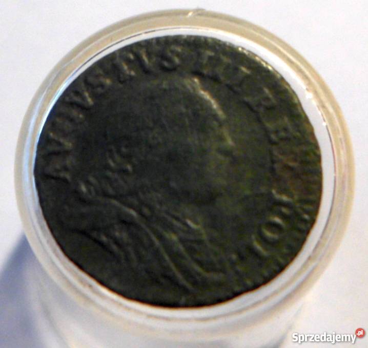 Szeląg koronny August III Sas 1751 Piękna patyna Kraków