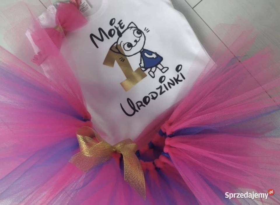 Komplet tiulowy kicia kocia Moje 1 Urodziny dziewczynka sprzedam