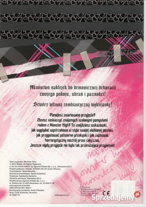 Monster High Zombiastyczna Wyklejanka mazowieckie Warszawa