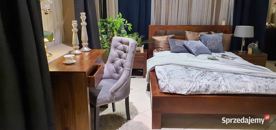 Indyjskie drewniane brązowe łóżko OSLO 140x200 Lublin