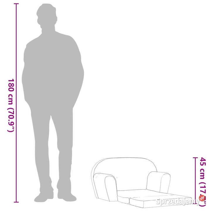 Sofa amerykanka dziecięca jasnoszara WM243257 Warszawa