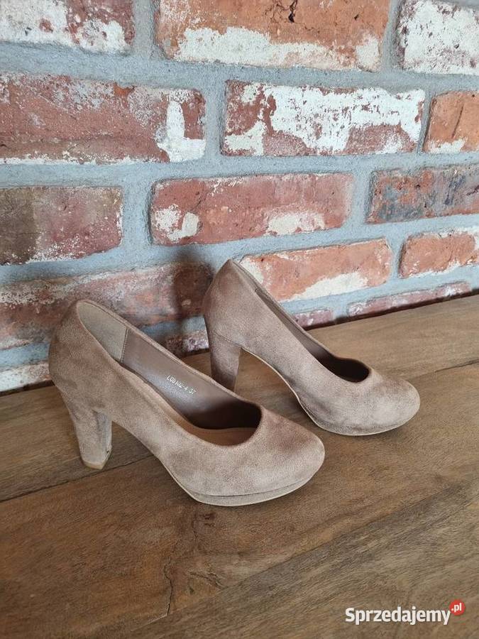 Beżowe czółenka na obcasie inna Obuwie Warszawa