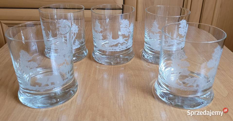Szklanki do whisky prl motyw myśliwski plus Porcelana i szkło Katowice sprzedam