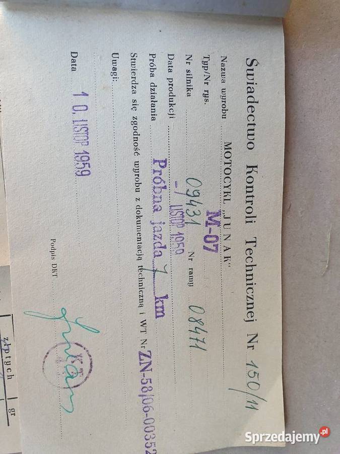Junak M07 1959 Poręba