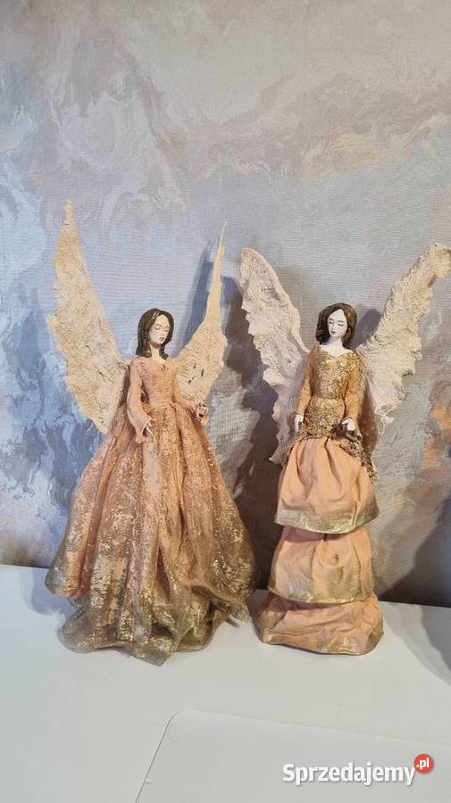 Anioł morelowo złoty Rękodzieło lubelskie Zamość