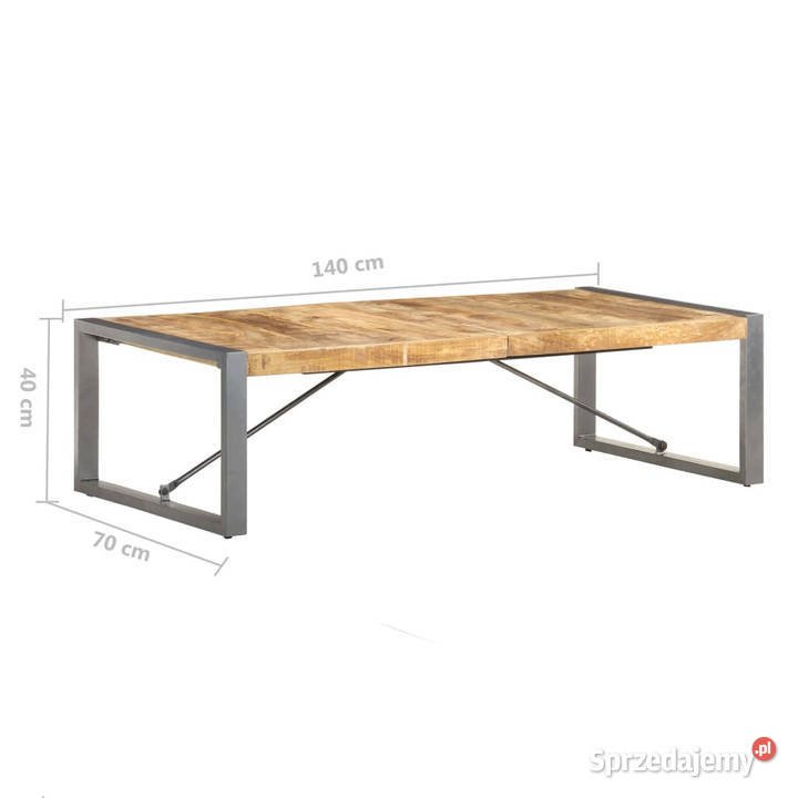 Stolik kawowy 140 x 70 x 40 surowe drewno mango