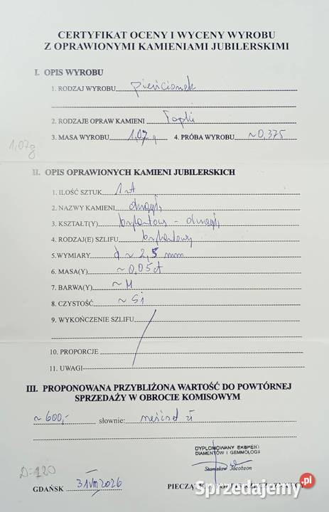 Złoty Pierścionek z Diamentem pr 375 107g Pierścionki warmińsko-mazurskie Elbląg