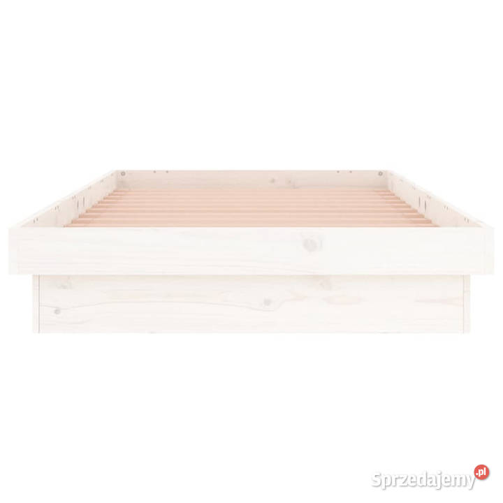 Rama łóżka z LED biała pojedyncza lite drewno 93cm Warszawa