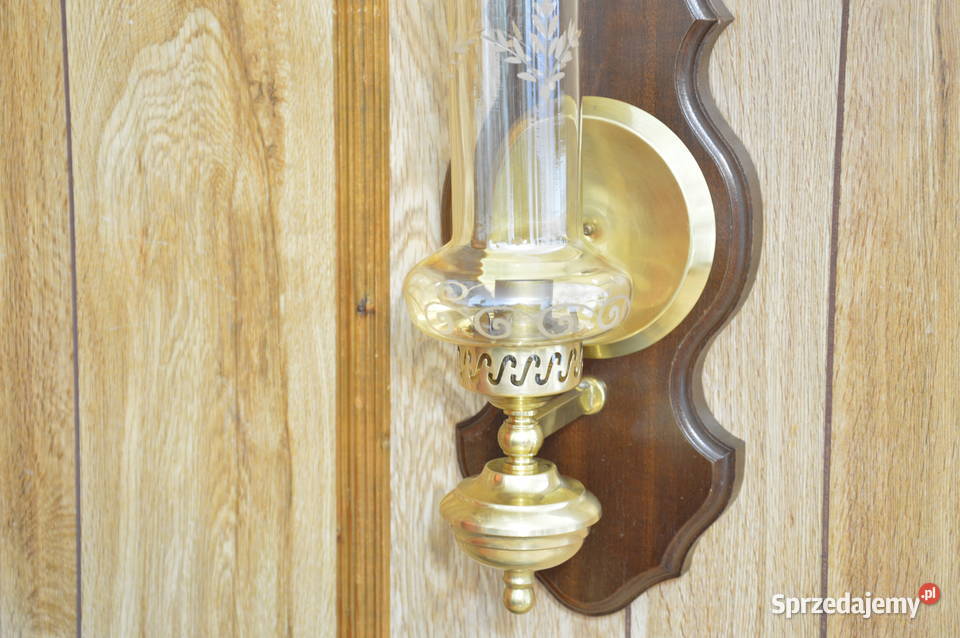 piękny kinkiet świecznik mosiądz drewno Jastrzębie-Zdrój