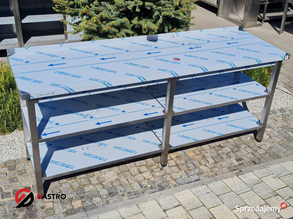 Stół nierdzewny z dwoma półkami 200x70x85 Meble Ostrów Wielkopolski sprzedam