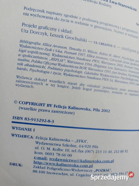Kalinowska książki wos podręczniki szkolne Rok wydania 2002 Warszawa