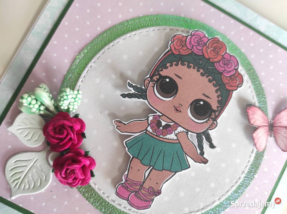 Kartka ręcznie robiona na urodziny LOL Rękodzieło