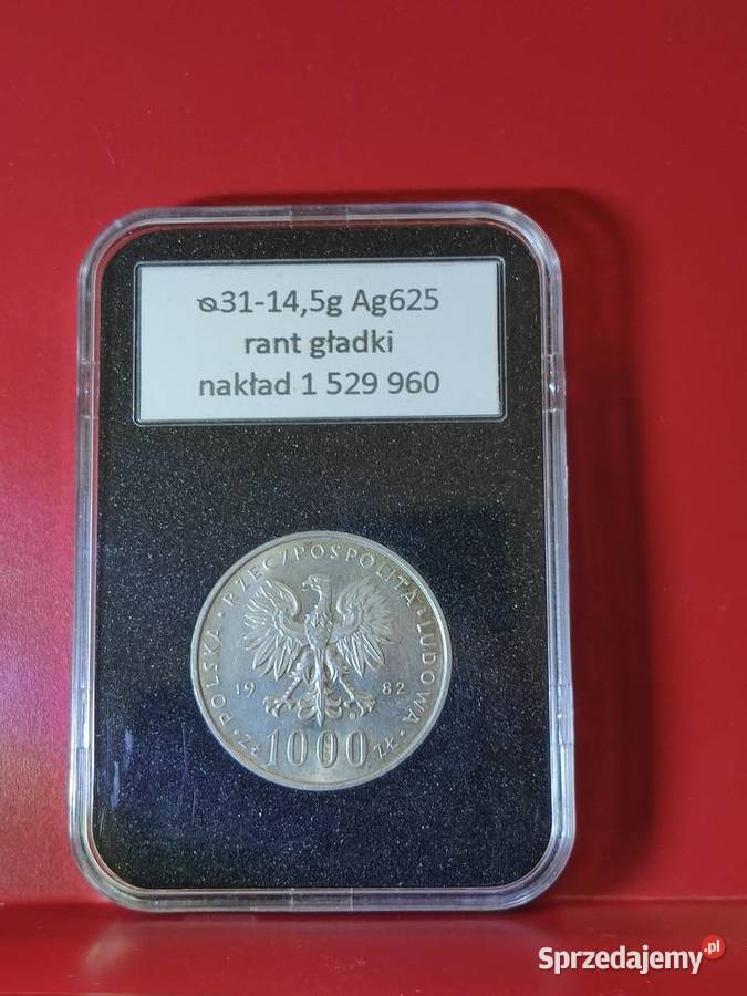 1000 Jan Paweł ll 1983r srebro w slabie Lębork sprzedam