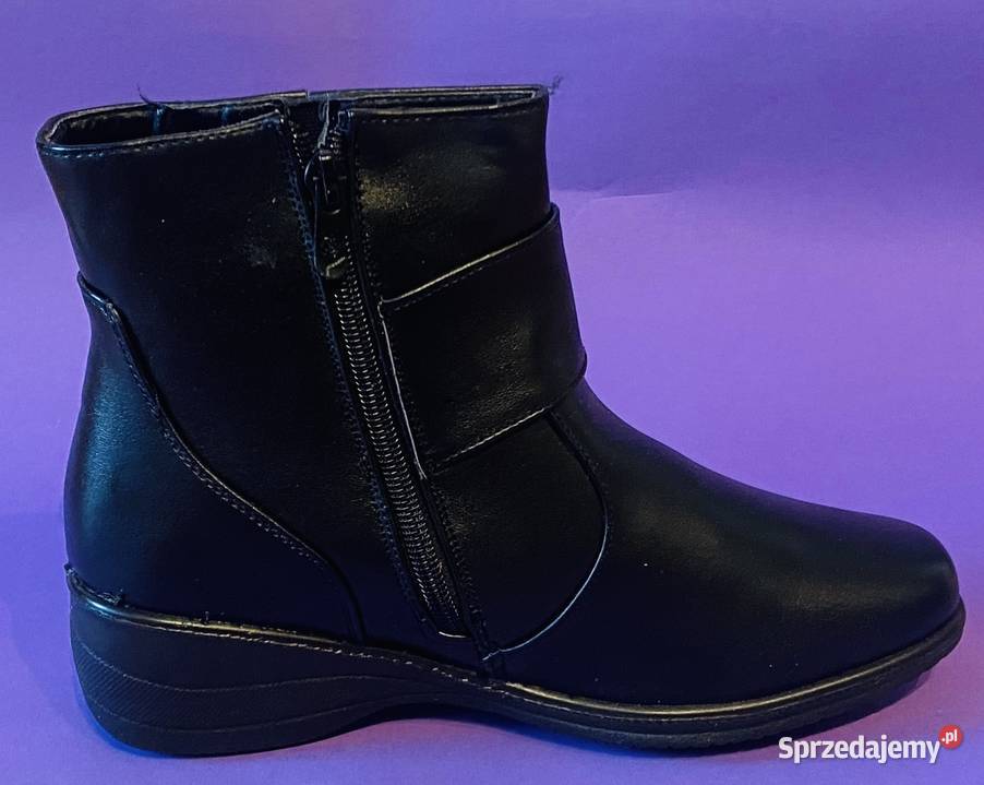 Czarne ocieplane damskie botki rozmiar 40 Żyrardów