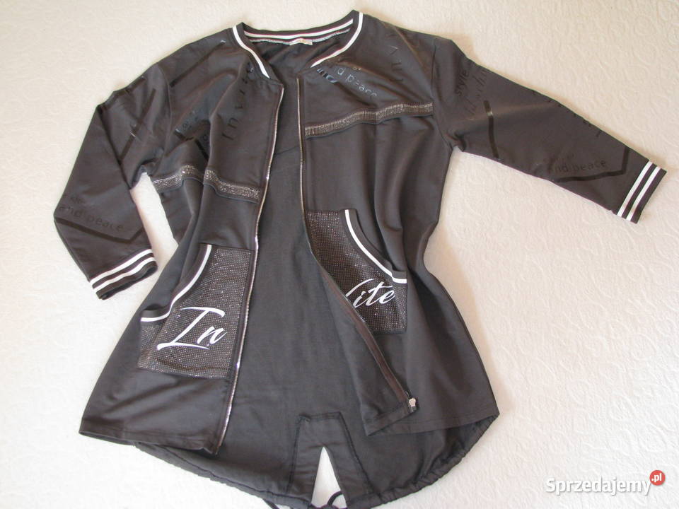 Piękna oliwkowa rozpinana bluza z bawełny ze małopolskie Brzegi