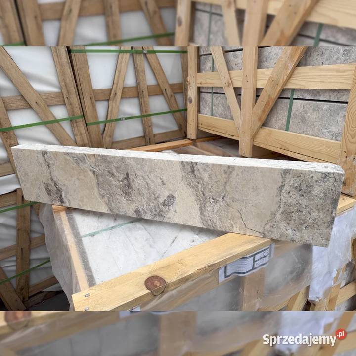Trawertyn Obrzeże Silver Latte Greige Bębnowany Tczew