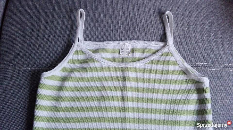 BIAŁY TOP W PASY W KOLORZE LIMONKI R 3638 Łódź