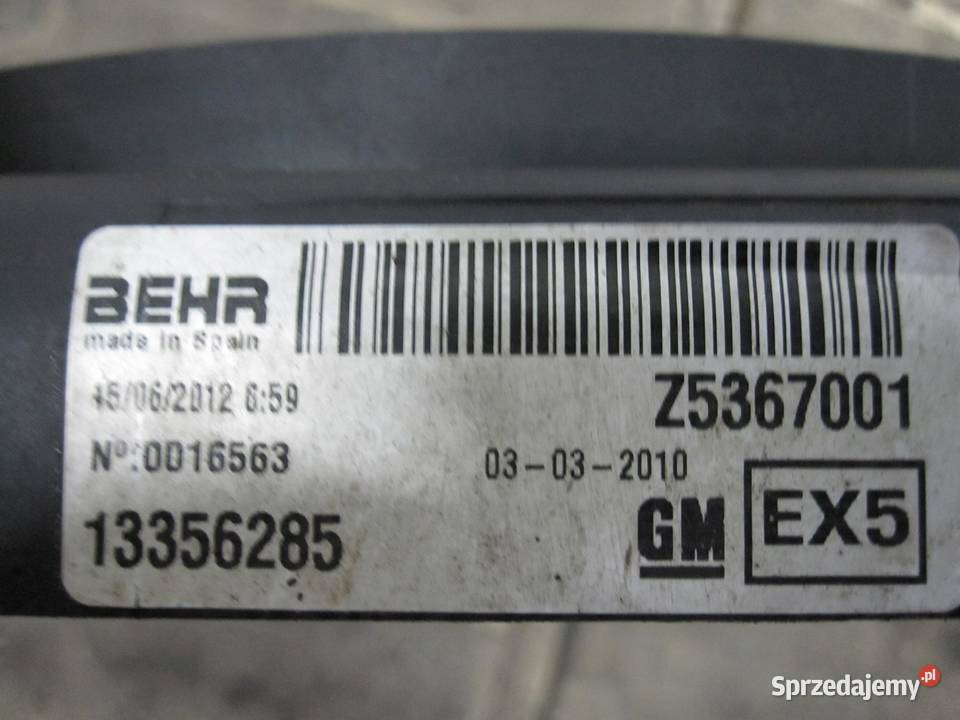 OPEL MERIVA B 12r wentylator chłodnicy 13356285