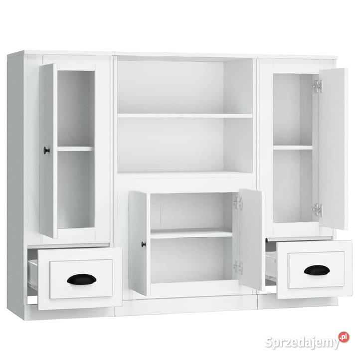 Wysokie szafki 3 białe materiał drewnopochodny sprzedam