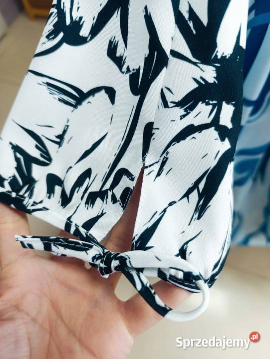 BLUZKA DAMSKA Z WIĄZANIEM WZORY KWIATOWE LUZ kolorowy łódzkie