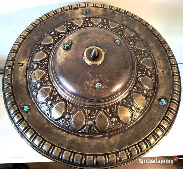 Stara lampa mosiądz witraż szkło Wysoka