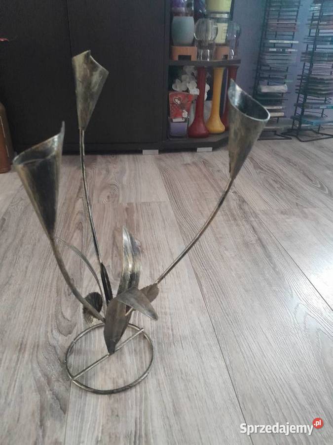 Świecznik metalowy na 3 świece rękodzieło Rękodzieło małopolskie Wieliczka