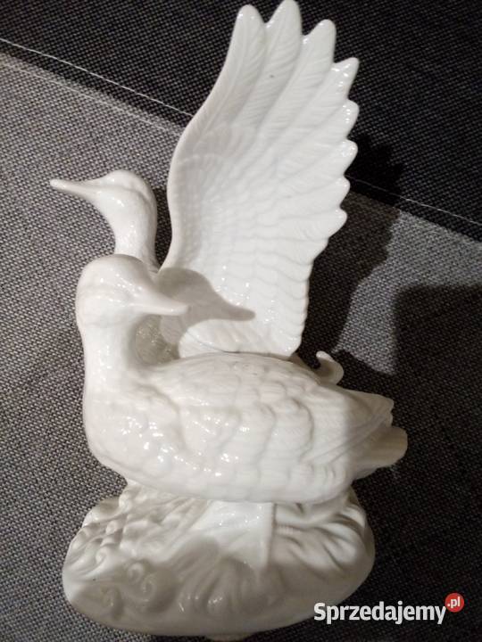 Przepiękna porcelanowa figura dwóch gęsi śląskie