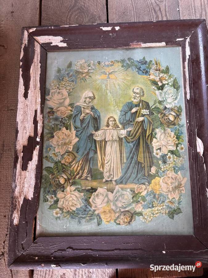 Stary obraz religijny z końca 19 wieku olejodruk podlaskie Kosianka-Boruty