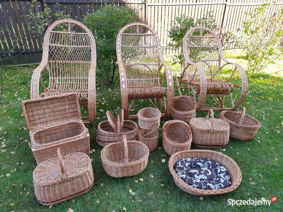 Wiklinowy duży wygodny kosz na drewno Wieliczka sprzedam