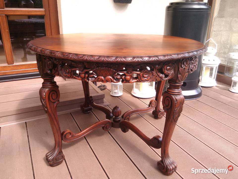 Stolik Neorenesansowy Rzeźbiony Antyk UNIKAT łódzkie Kluki