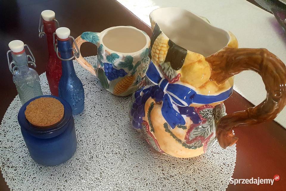 Dzbanek i kubek ręcznie zdobione buteleczki Warszawa