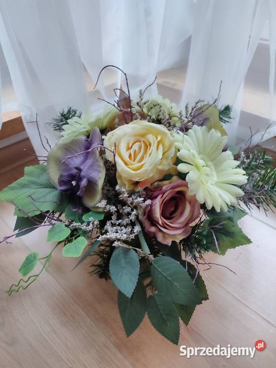 Kompozycja kwiatowa na grób wiązanka na cmentarz wielokolorowy śląskie Sosnowiec sprzedam