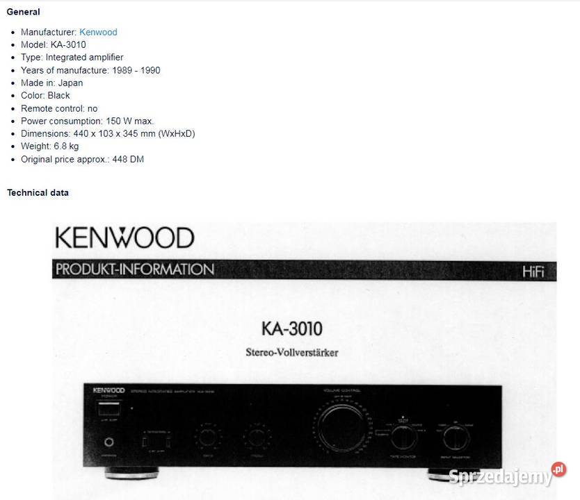 Wzmacniacz Kenwood KA3010 pod suba Wzmacniacze i pokrewne
