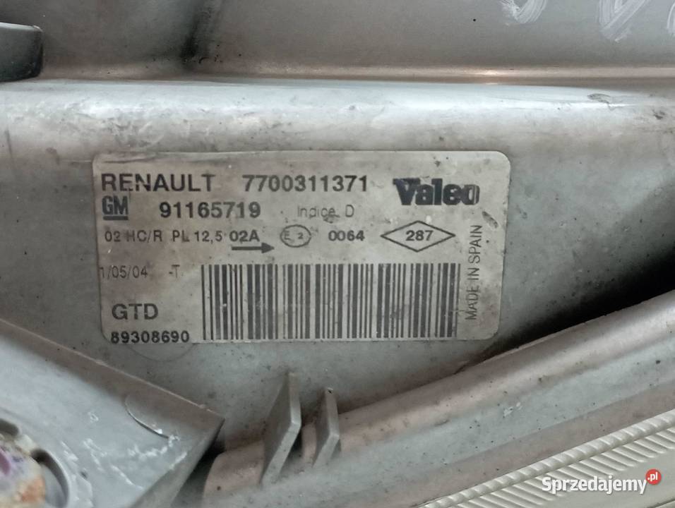 LAMPA PRZÓD LEWA EU 91165719 Renault Trafic II Rok produkcji 2004