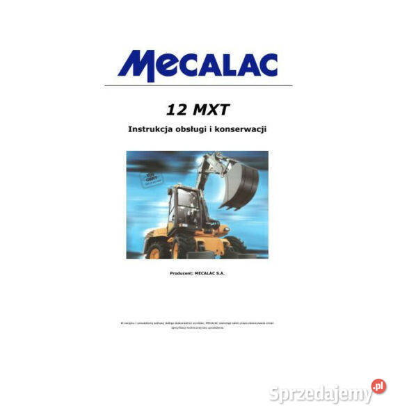 Mecalac 12 MXT instrukcja obsługi katalog części Kielce
